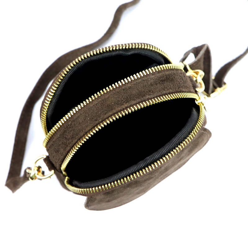 Luka Mała damska dwukomorowa listonoszka skórzana zamszowa przez ramię