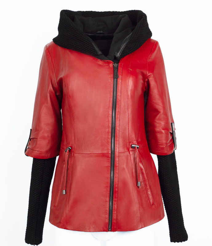 Bukowski Kurtka skórzana damska z odpinanymi rękawami z kapturem