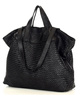 Torba damska pleciona shopper & shoulder leather bag - MARCO MAZZINI czarna