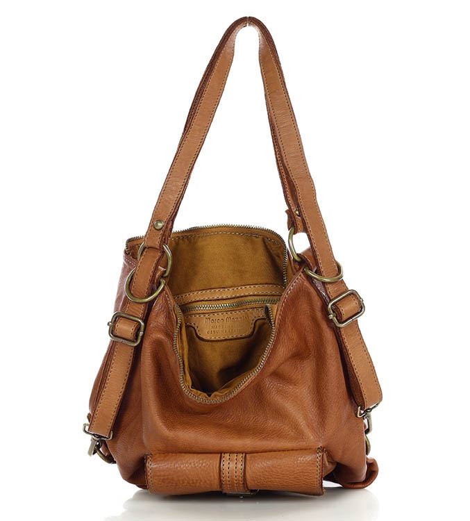 Torba skórzana dla wymagających z opcją plecak old school leather bag - MARCO MAZZINI camel