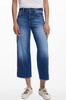Damskie jeansy Desigual cropped z roślinnym haftem