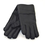 mn1g czrany Rękawiczki skórzane pięciopalczaste kożuch