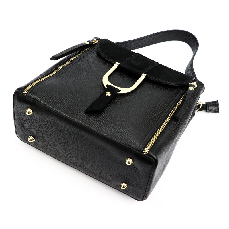 Luka Skórzana Damska listonoszka na ramię z organizerem i kieszeniami