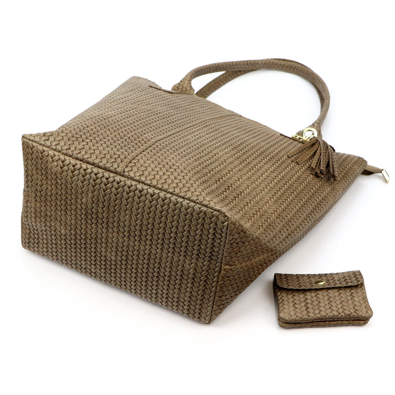 Vera Pelle damska shopperbag z dwoma etui torebka portfel skóra naturalna