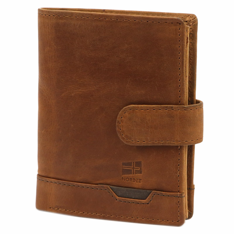 Nordee portfel męski skóra naturalna duży pionowy rozbudowany na zatrzask