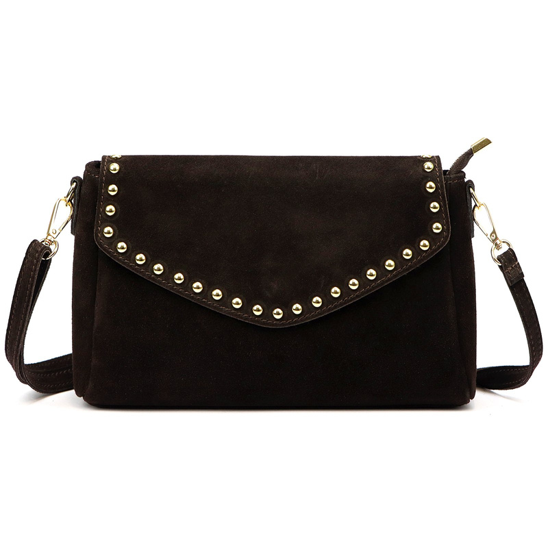 Vera Pelle damska listonoszka skórzana zamszowa torebka na ramię kieszenie