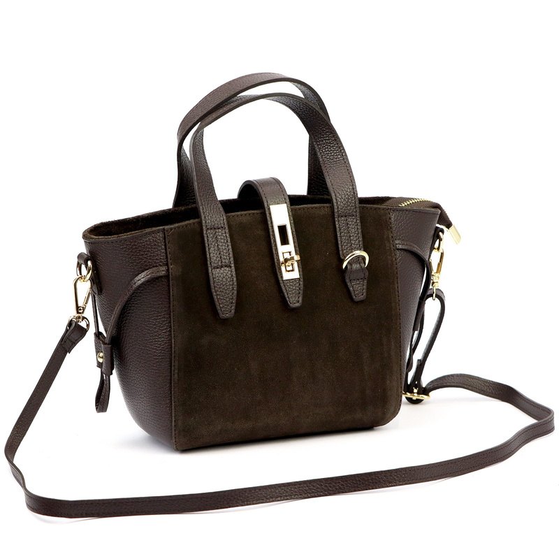 Luka Skórzany damski kuferek torebka do ręki z dopinanym paskiem elegancki