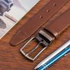 Pasek męski skórzany premium 3,5 cm casualowy brązowy skóra lico Beltimore brązowy E37 : Kolory - brązowy, beżowy, Rozmiar pasków - r.85-100 cm