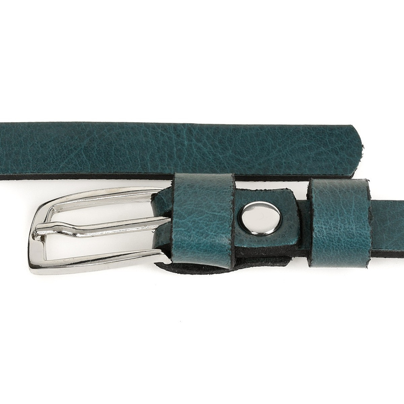 Pasek damski wąski solidny skórzany do sukienki morski S16 : Kolory - zielony, Rozmiar pasków - r.90-105 cm