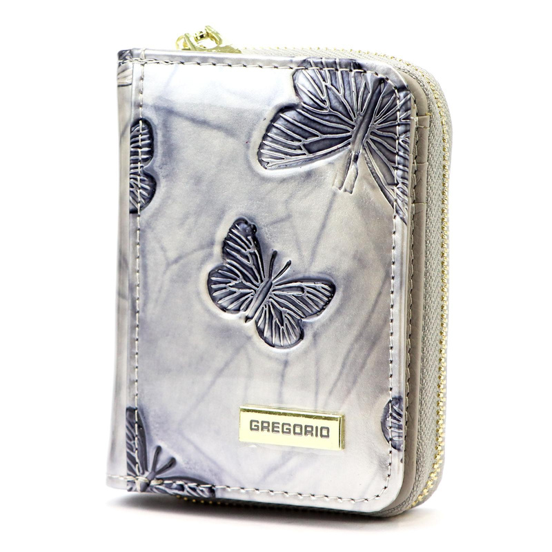 Zapinana Lakierowana zgrabna damska portmonetka w motyle Gregorio