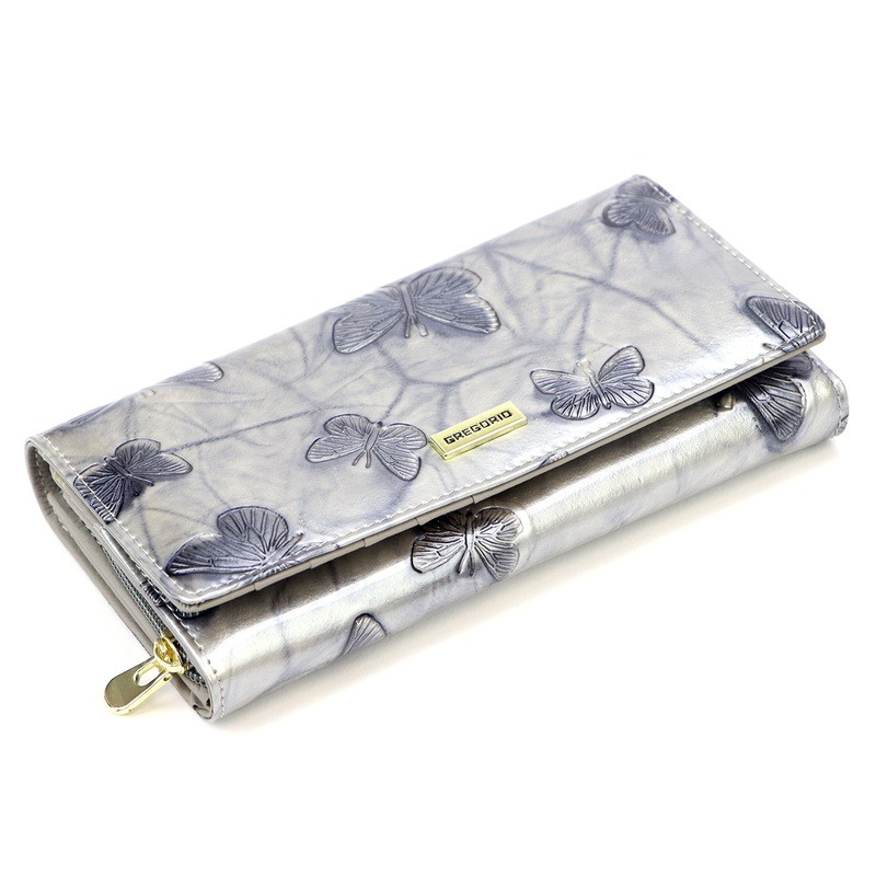 Gregorio damski portfel klasyczny podłużny duża portmonetka lakierowana