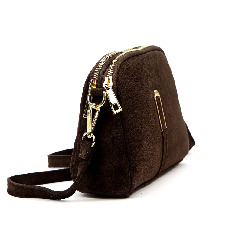 Dwukomorowa damska listonoszka skórzana zamszowa torebka na ramię Luka