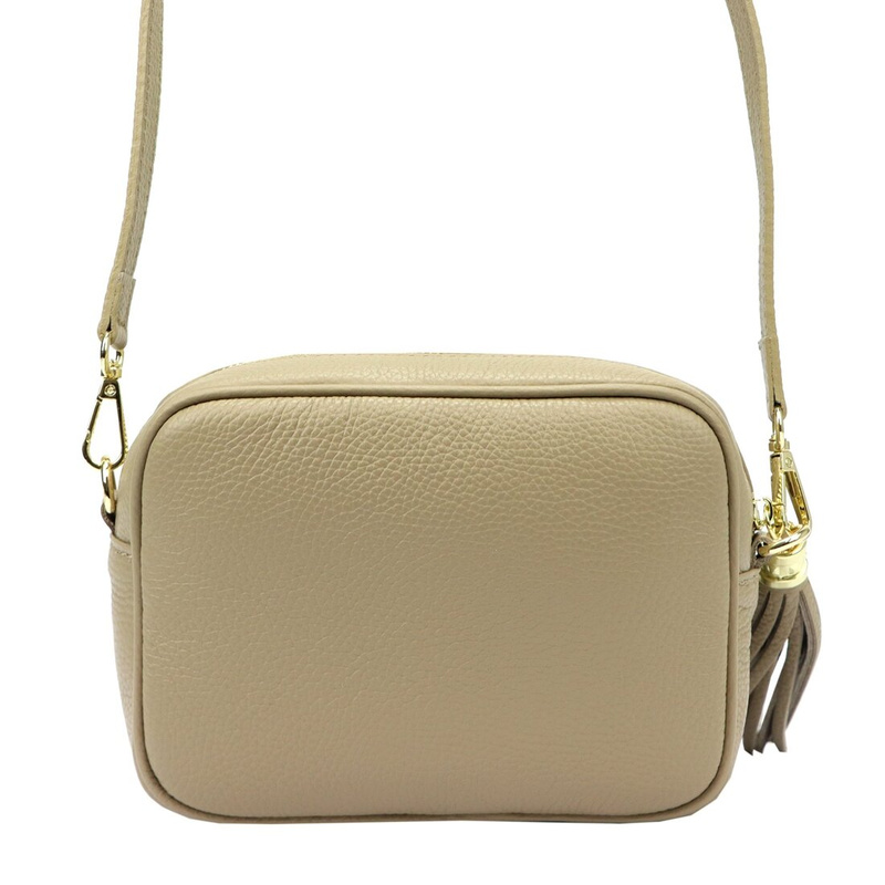 MiaMore Skórzana zgrabna damska listonoszka torebka z brelokiem frędzlem