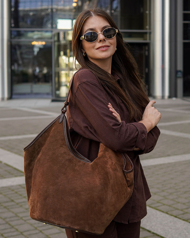 Torebka damska worek hobo bag skóra naturalna - MARCO MAZZINI czarna