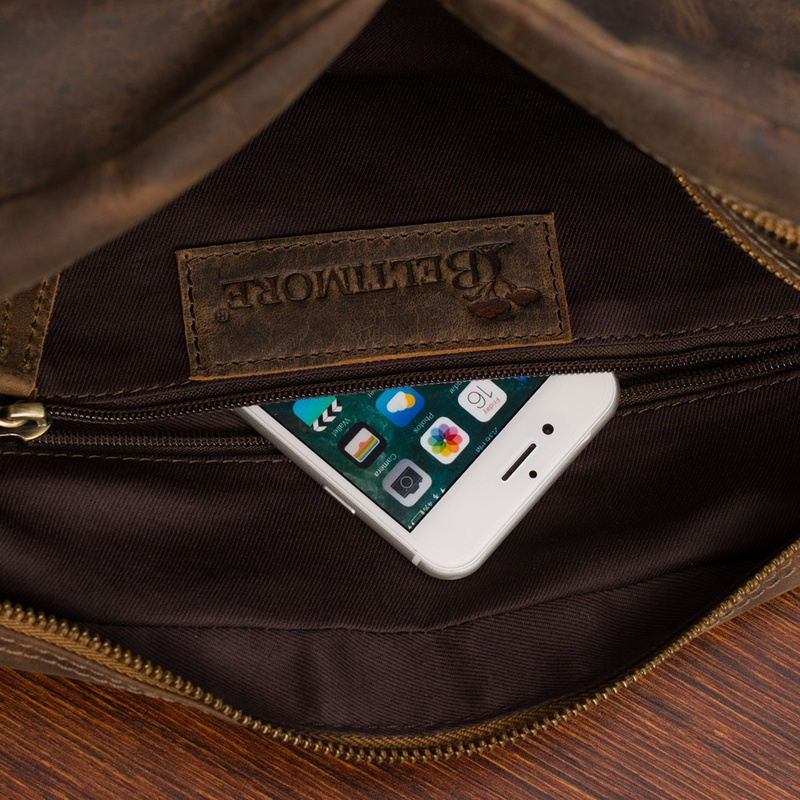 Kosmetyczka skórzana brązowa nubuk saszetka podróżna duża Beltimore J49