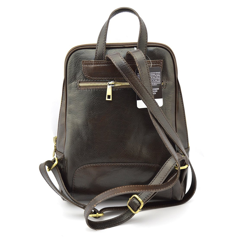 Florence Miejski Damski plecak skóra naturalna z kieszeniami na suwak