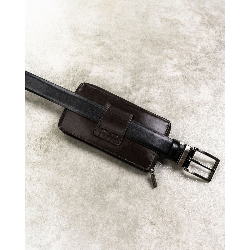 Skórzana, brązowa saszetka męska z systemem RFID - Rovicky