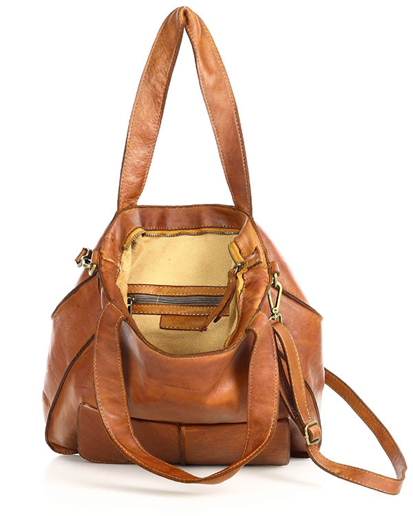 Torebka damska shopper A4 skóra naturalna - MARCO MAZZINI brąz camel