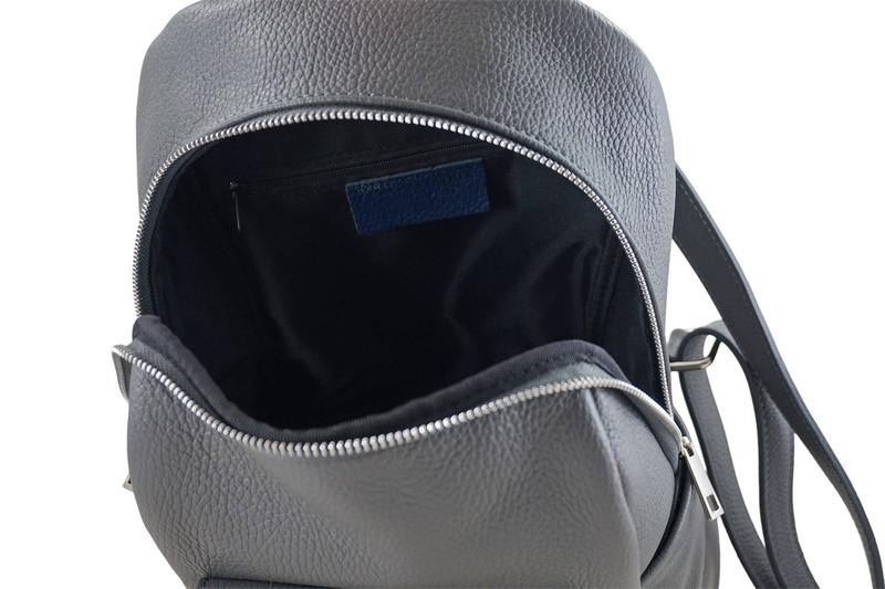 Damski plecak miejski skórzany - Szary ciemny