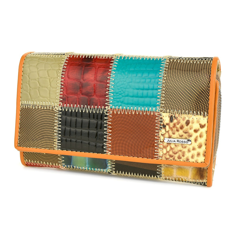 Portfel damski skórzany patchwork SKÓRA duży M96