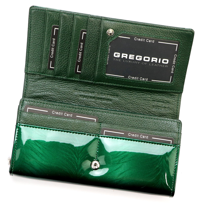 Gregorio damski portfel skóra naturalna podłużna klasyczna portmonetka