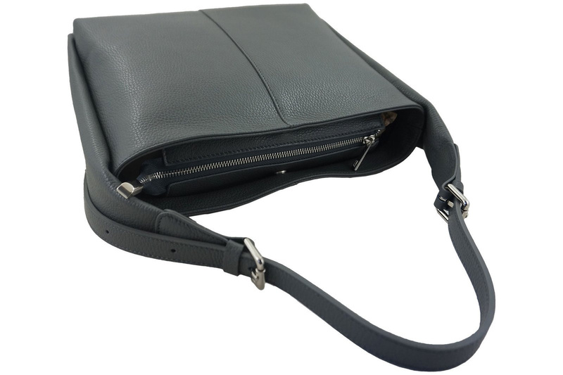 Klasyczna torebka skórzana na ramię - szara