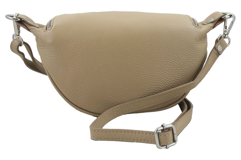 Saszetka nerka skórzana damska - Szara ciemna