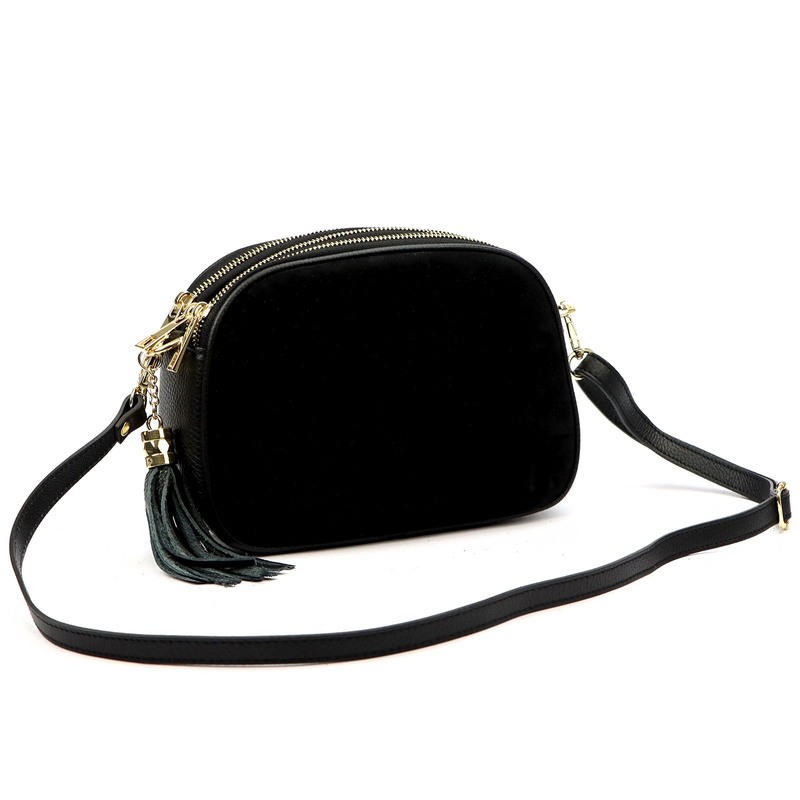 Vera Pelle listonoszka damska skóra naturalna zamsz trzykomorowa kieszenie