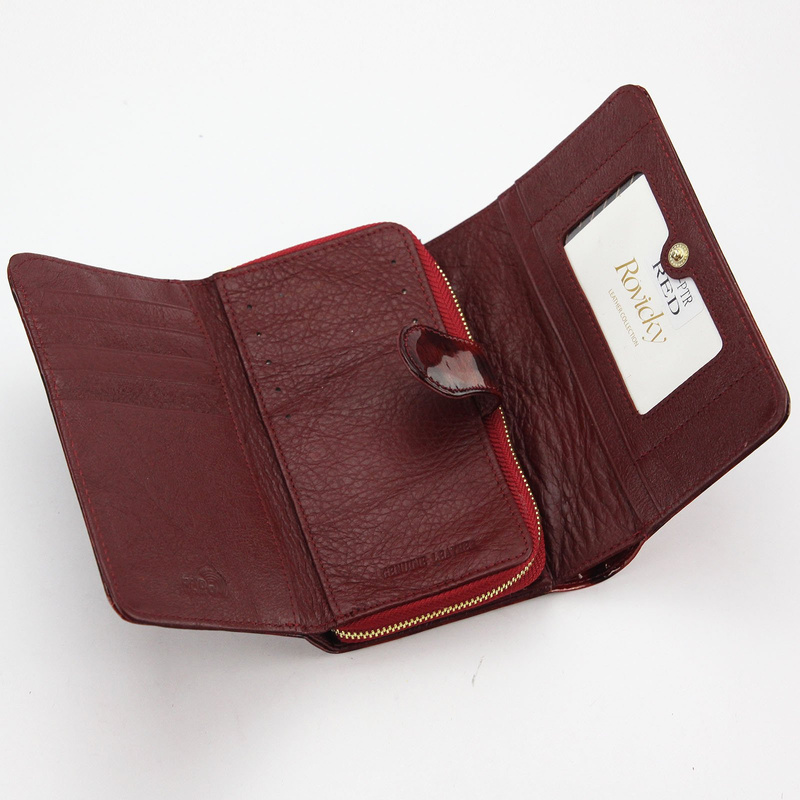 Rovicky damska portmonetka skóra naturalna lakierowana podłużny portfel