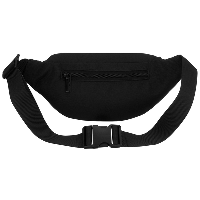 Czarna saszetka męska z kieszeniami zewnętrznymi na suwak zawieszona na regulowanym pasku - Peterson