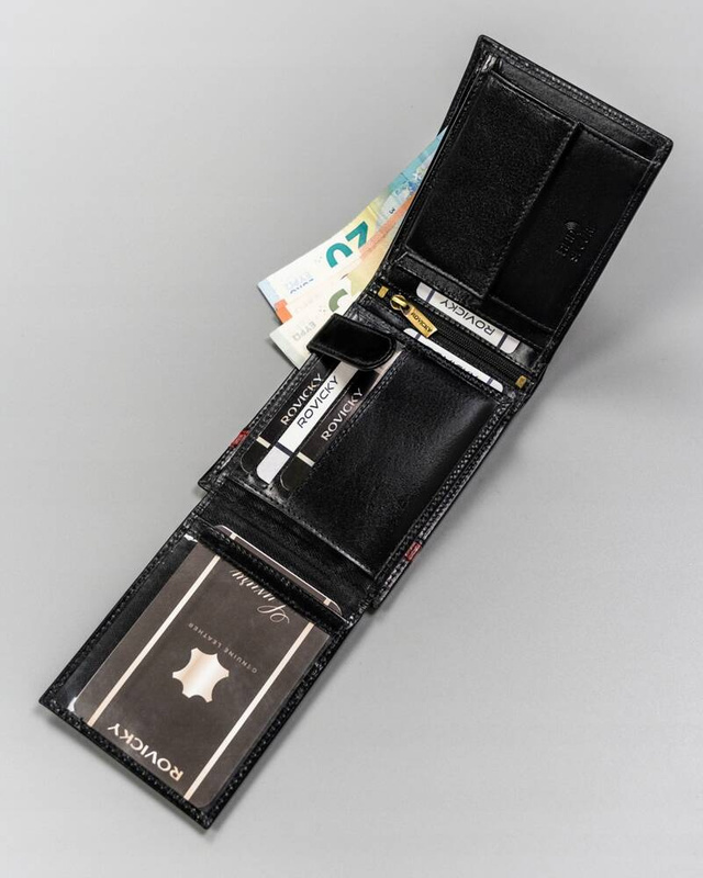 Składany skórzany portfel z systemem RFID Rovicky