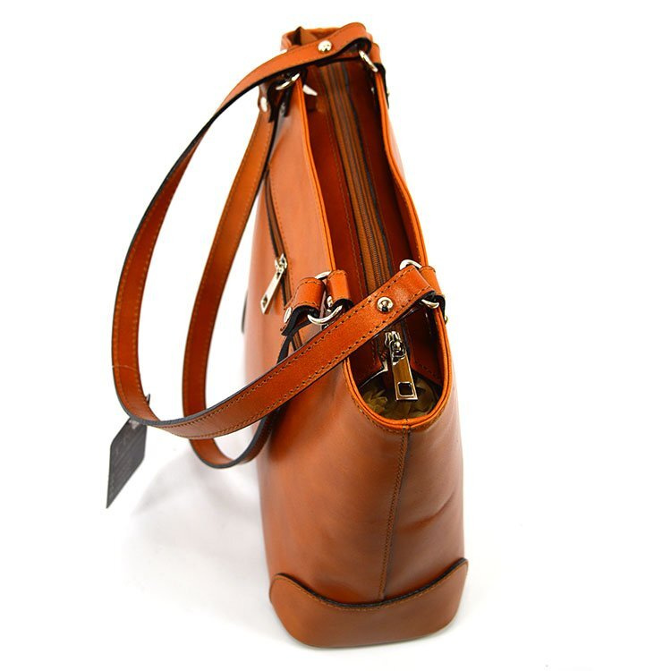 Skórzana torebka na ramię z licowej skóry shopper