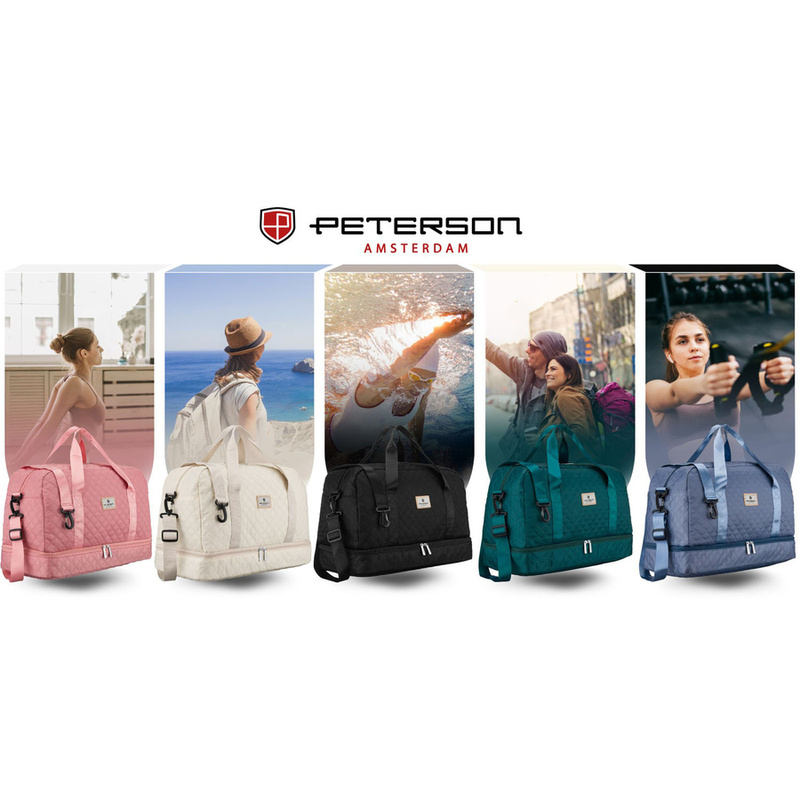 Sportowa, treningowa torba w czarnym kolorze wykonana z poliestru - Peterson