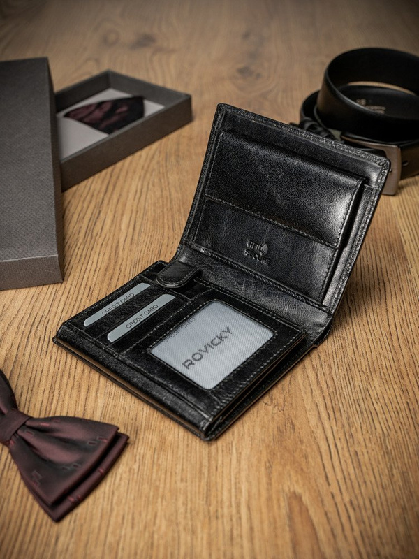 Skórzany męski portfel Rovicky PC-102-BAR RFID