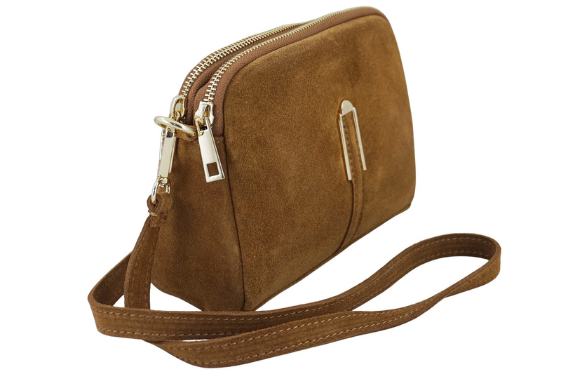 Mała torebka zamszowa wieczorowa - Brązowa jasna