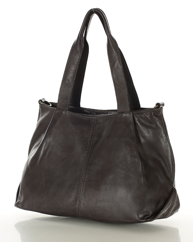 Torebka kuferek skórzana na ramię z miękkiej skóry MARCO MAZZZINI ciemny brąz