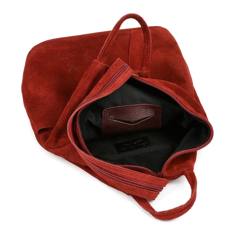 Bordowy Vera Pelle włoski Plecak Skórzany damski mały T53