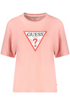 GUESS JEANS DAMSKA KOSZULKA Z KRÓTKIM RĘKAWEM RÓŻOWA