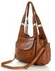 Włoska torebka skórzana z kieszenią z przodu retro bag handmade - MARCO MAZZINI brąz camel