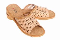 Wójciak Podhale damskie kapcie domowe skóra naturalna korek otwarty palec