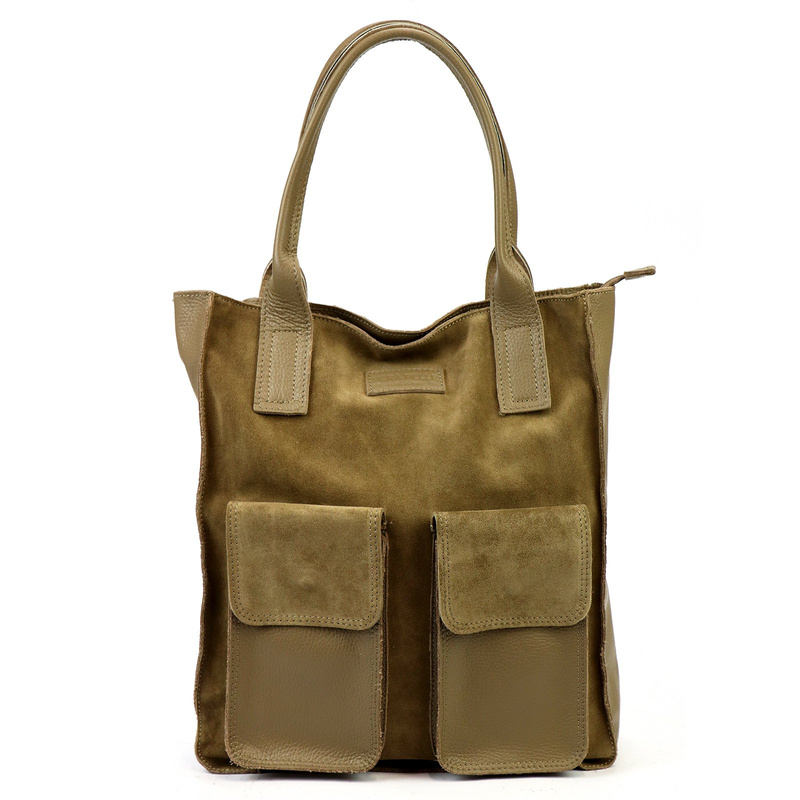 Angelo Torebka na ramię Duża damska shopperbag z kieszeniami skórzana 