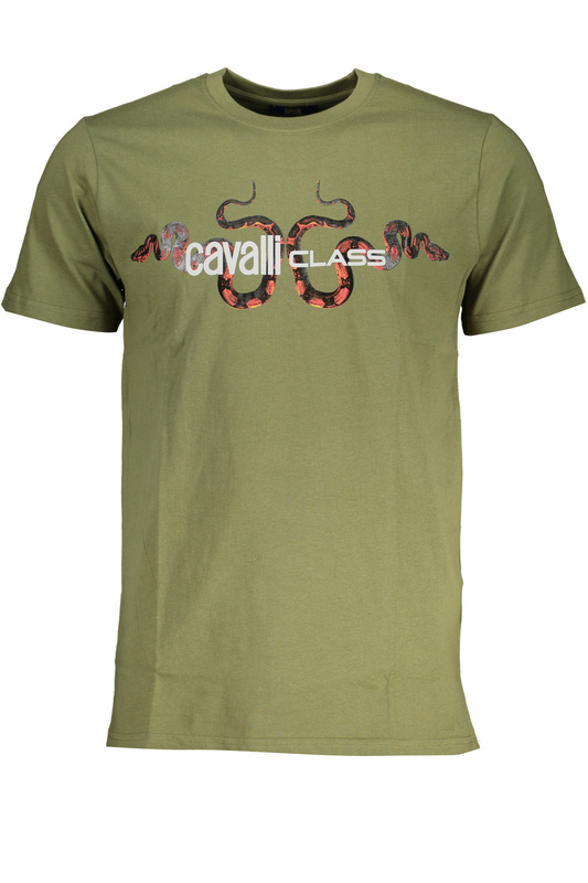 ZIELONY T-SHIRT MĘSKI Z KRÓTKIM RĘKAWEM KLASY CAVALLI