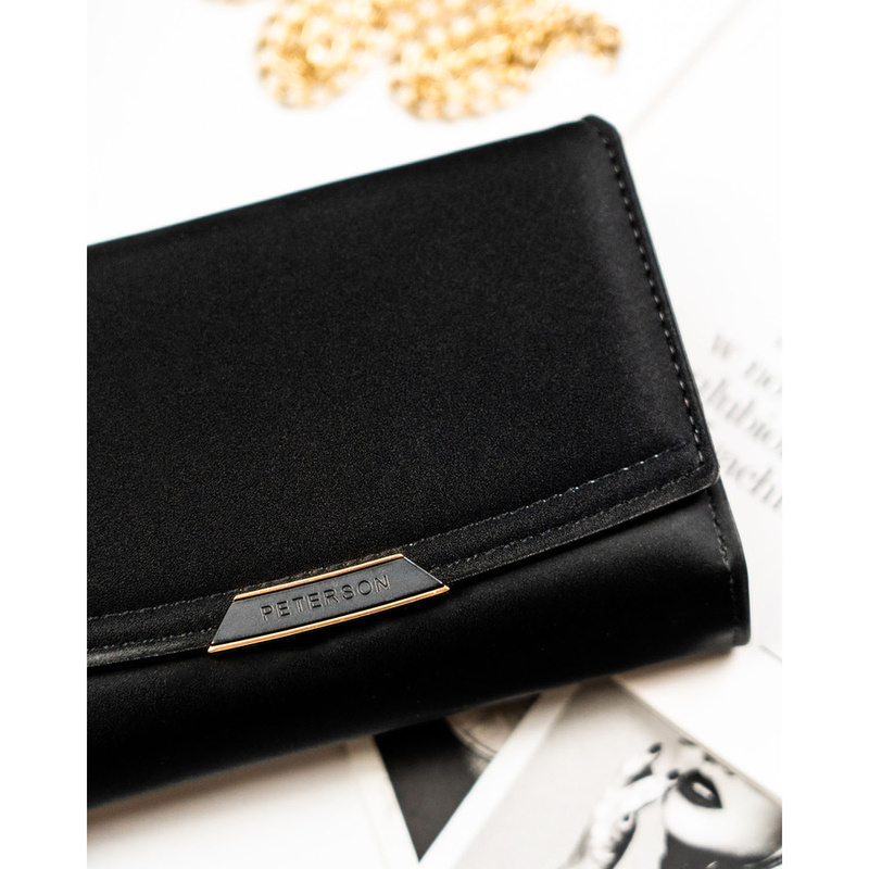 Portfel damski ze skóry ekologicznej w czarnym kolorze wyposażony w system RFID - Peterson
