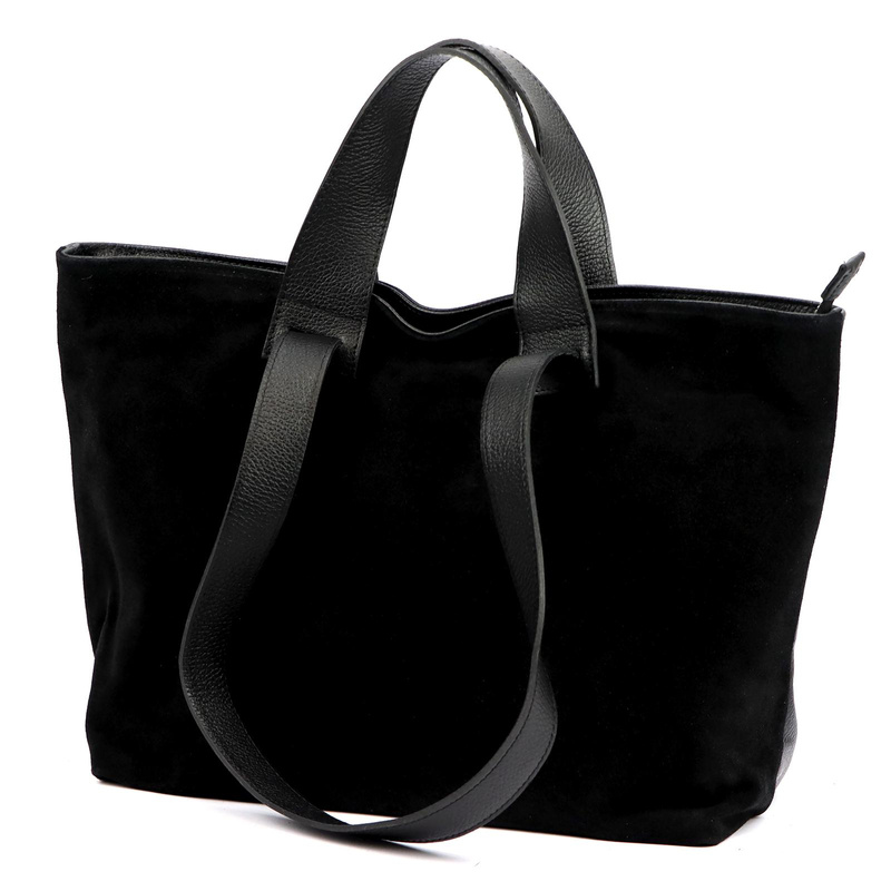 zamsz + Damska torebka ze skóry naturalnej Luka 25-077