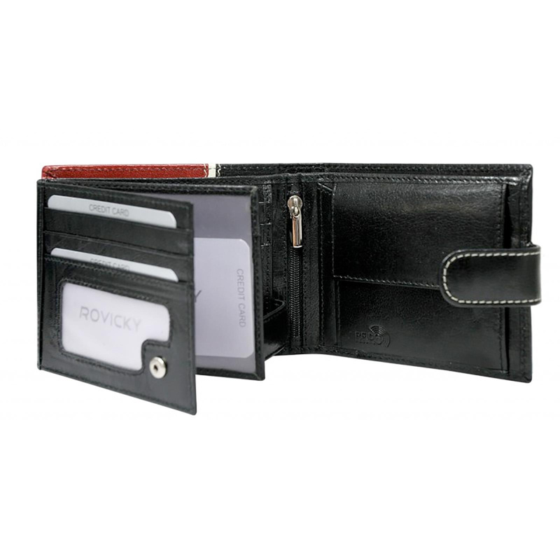Portfel Skórzany Męski Rozbudowany Skóra Naturalna RFID Rovicky