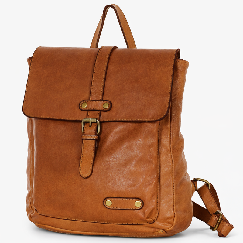 MARCO Miejski plecak skórzany w stylu old look handmade leather brąz camel