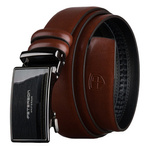 Skórzany pasek męski w brązowym kolorze z automatyczną klamrą - Peterson