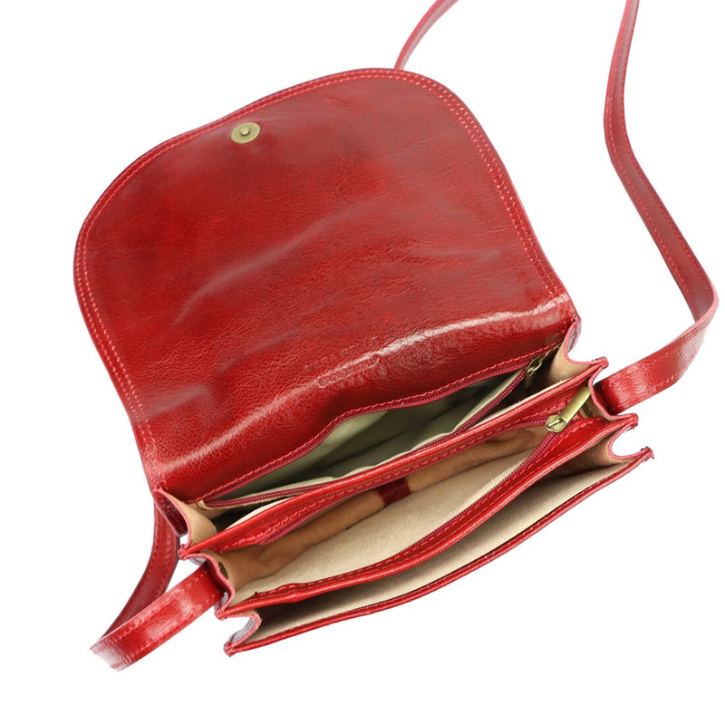 Florence Skórzana damska listonoszka przez ramię dwie komory kieszenie