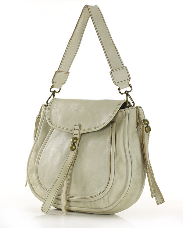 Marco Mazzini Torebka classic saddle bag ze skóry naturalnej na ramie beż taupe