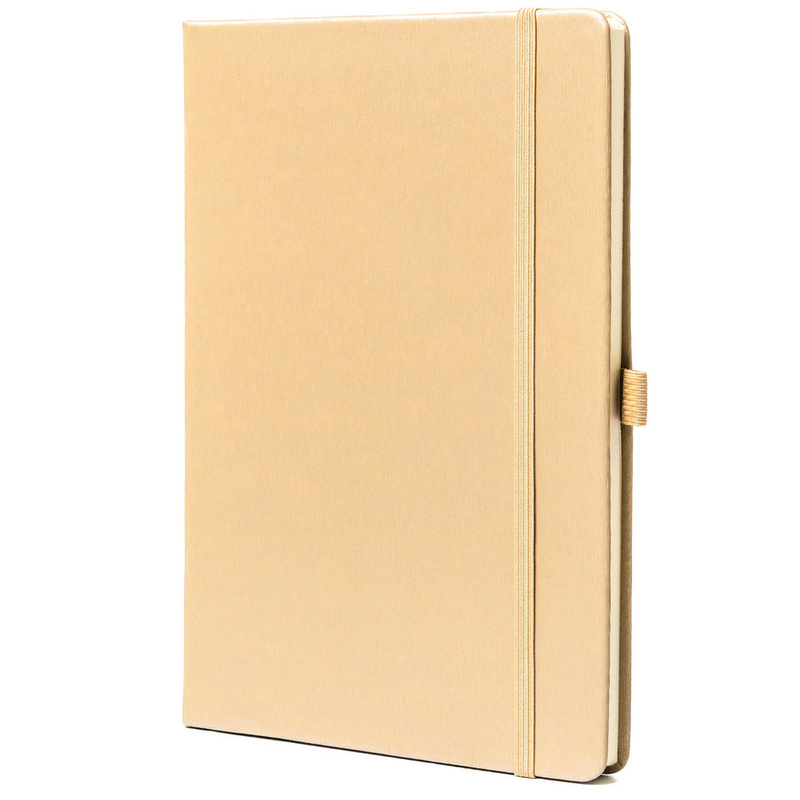 Beżowy notes w formacie A5 zadrukowany w linie - Peterson